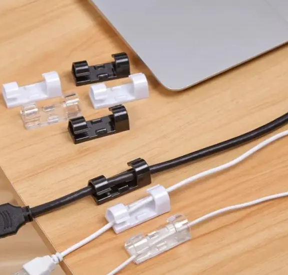 40Pcs Transparent Self-Adhesive Cable Clips & Wire Organizer – Strong Sticky Desktop Cable Holder for USB, Charging, Data, LAN & Earphone Wires (2 Packet)